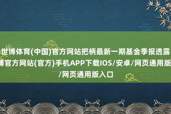 世博体育(中国)官方网站把柄最新一期基金季报透露-世博官方网站(官方)手机APP下载IOS/安卓/网页通用版入口
